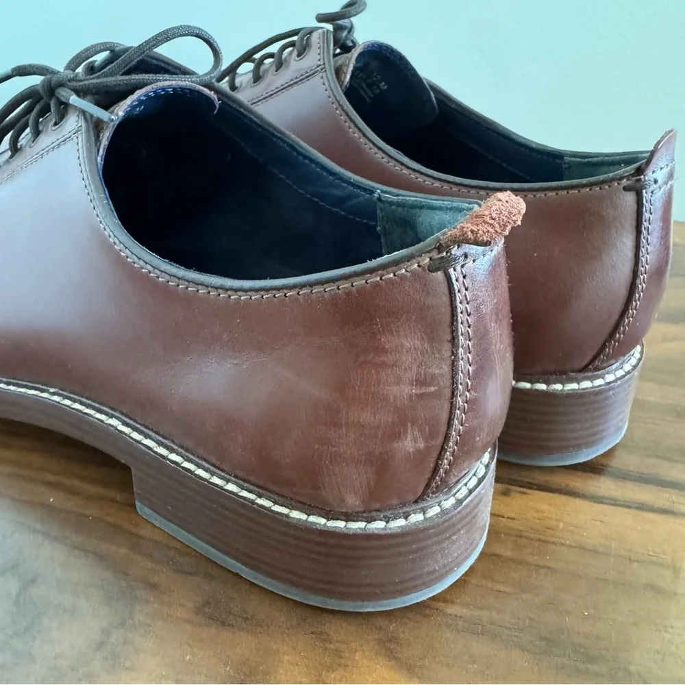 12 Men’s Oxford Cole Haan Brown Tan Leather Lace Up Dress Shoes Formal Academia